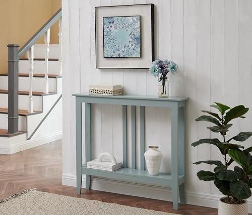 Kings Brand Furniture - Entryway Table - Narrow Console Table - Console Table with Storage - Hallway Decor - Wood Console Tables for Entryway - Narrow Console Sofa Side Table - Foyer - Ice Blue