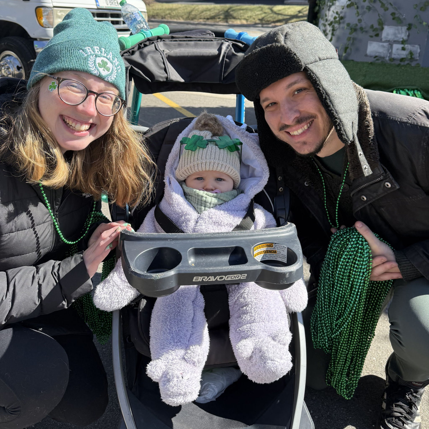 A chilly St. Patrick's Day Parade in Royal Oak with our niece and Mike's Goddaughter, Grace!