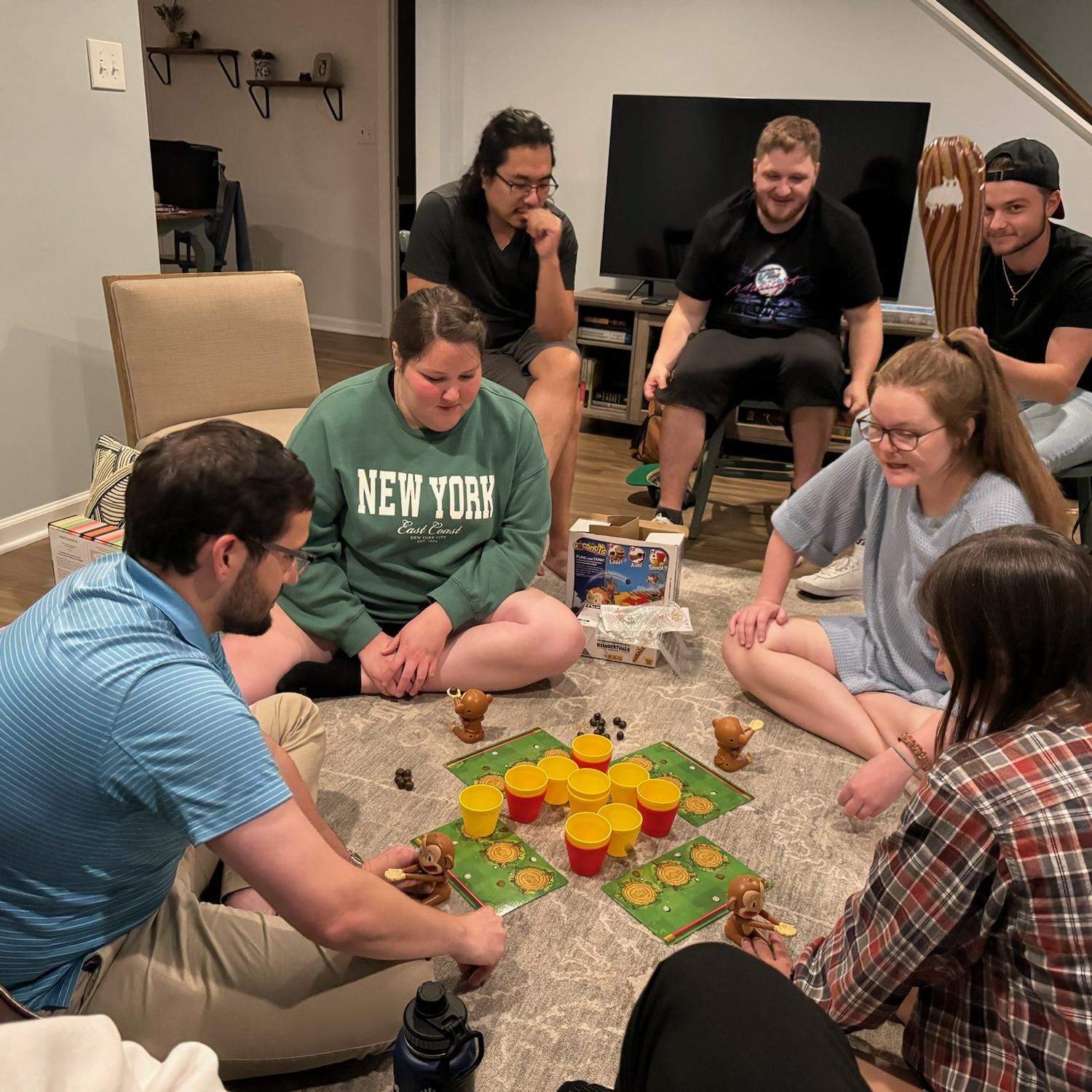 Where we met and noticed each other. Church small group game night.