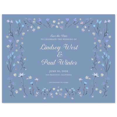 Denim Blue Wedding Digital Save the Date - Harebell Landscape