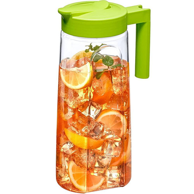 Amazing Abby - Slim - Tritan Pitcher (64 oz), Unbreakable Plastic Pitcher, BPA-Free, Heat-Resistant, Dishwasher-Safe, Great for Both Iced and Hot Drinks, Indoors and Outdoors, Green