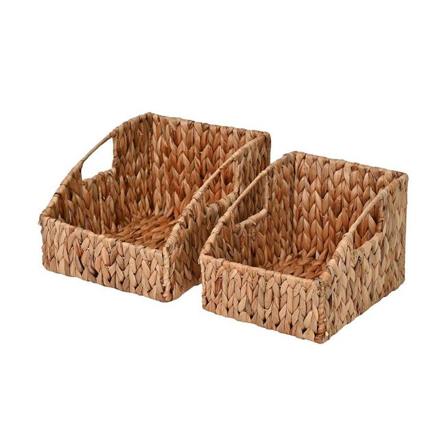 happimess Havanah Southwestern Hand-Woven Hyacinth Slanted Nesting Baskets with Handles, Natural