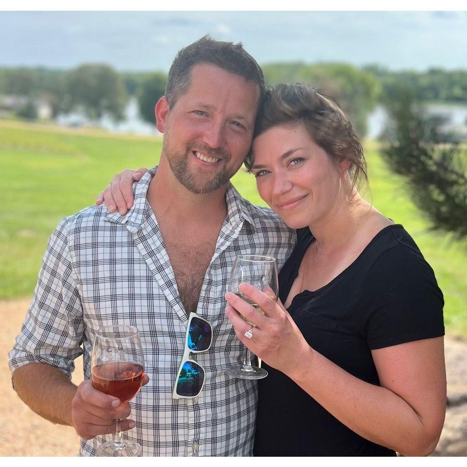 We just got engaged at our favorite vineyard!