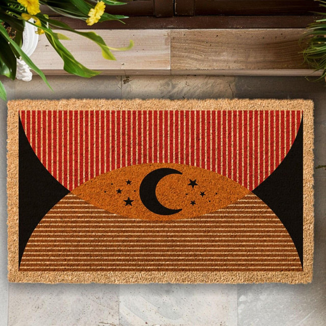 Whimsical Style Doormat, Moon Welcome Mat, Mid-Century Modern Mat, Housewarming Gift, Wedding Unique Gift, Realty Gift, Front Door Decor