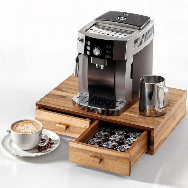 Tinamo Acacia Wood K Cup Organizer Coffee Pod Storage Box, Coffee Pods and Tea Organizer Holder, K Pod Drawer Coffee Maker Machine Stand, Kcup Drawer Organizer Under Brewer (Acacia, 2 drawer)