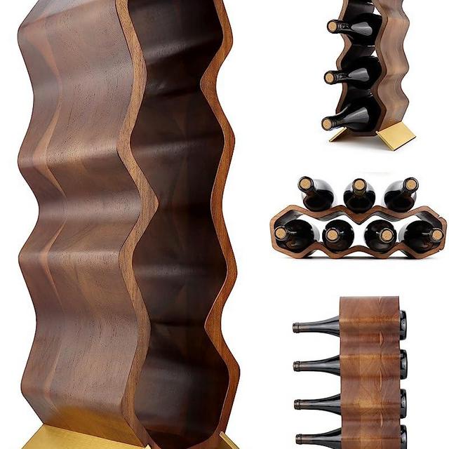 Gusto Nostro Wood Wine Rack, 7 Bottle, 2 Tier Wooden Wine Racks Countertop Free Standing Shelf - Wine Bottle Holder Stand for Home Bar Tabletop, Cabinet Inserts, Kitchen, Wine Cellar Storage (Acacia)