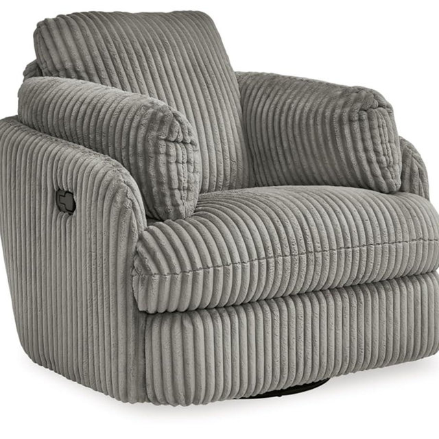 Signature Design by Ashley Tie-Breaker Casual Manual Press-Back Swivel Glider Rocker Recliner with 2 Bolster Pillows and Hidden Storage, Light Gray