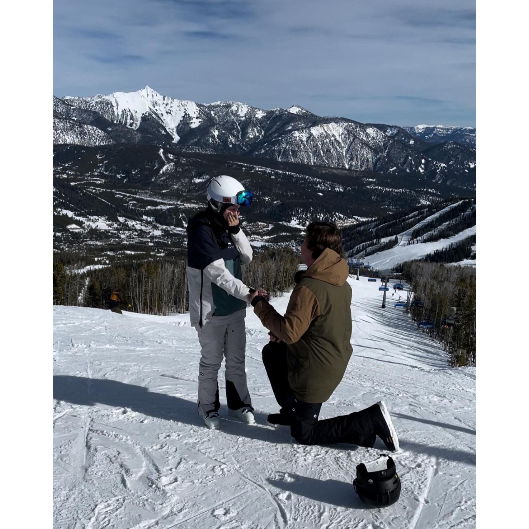 The day Lucas proposed in Big Sky, MT! January 29th, 2024.