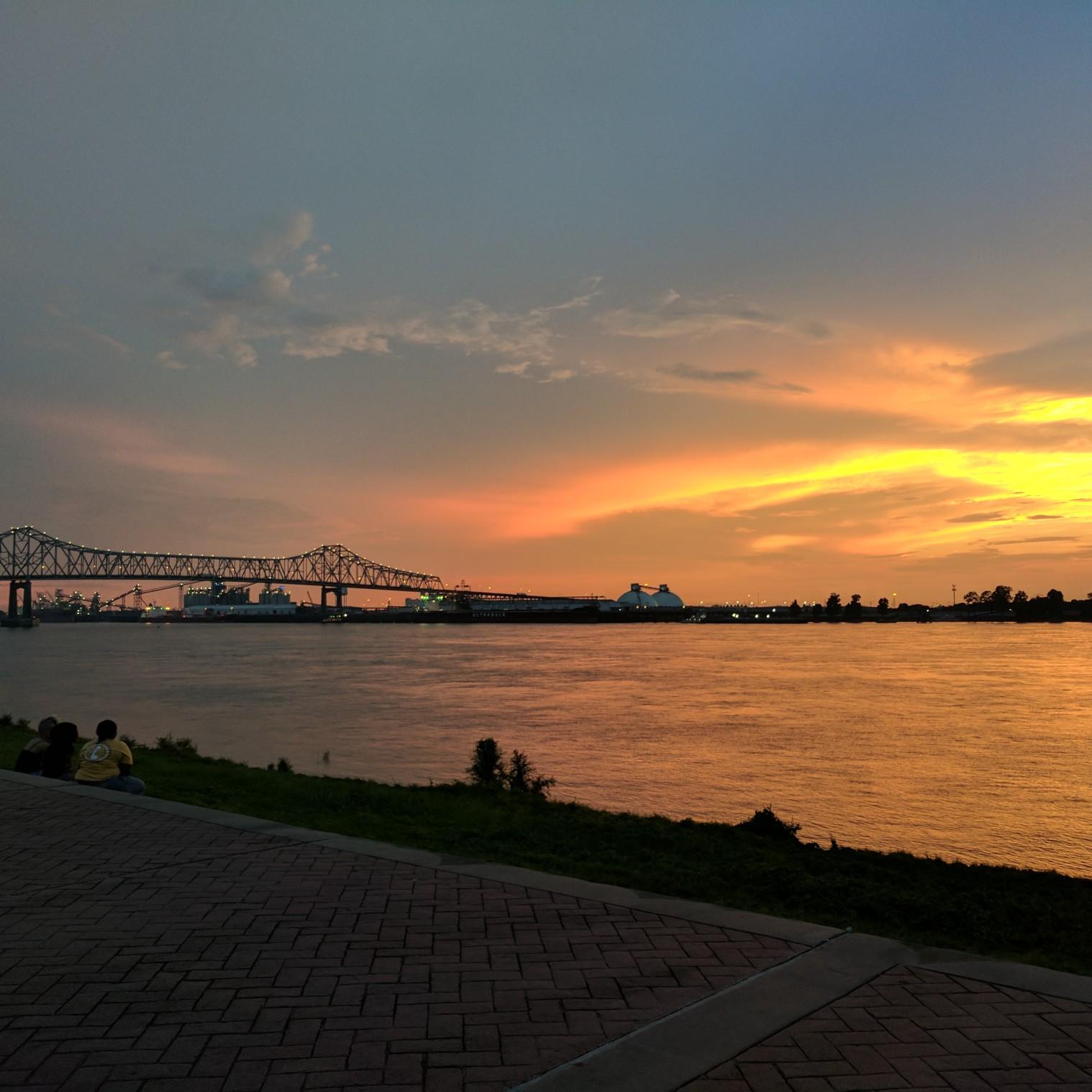 Brad took this picture during our first date on August 12, 2017. This is the levee where we talked for hours while watching the sunset and the barges move across the river. The original plan was visit a museum, but we lost track of time getting to know each other. Before we knew it, the museum had already closed.