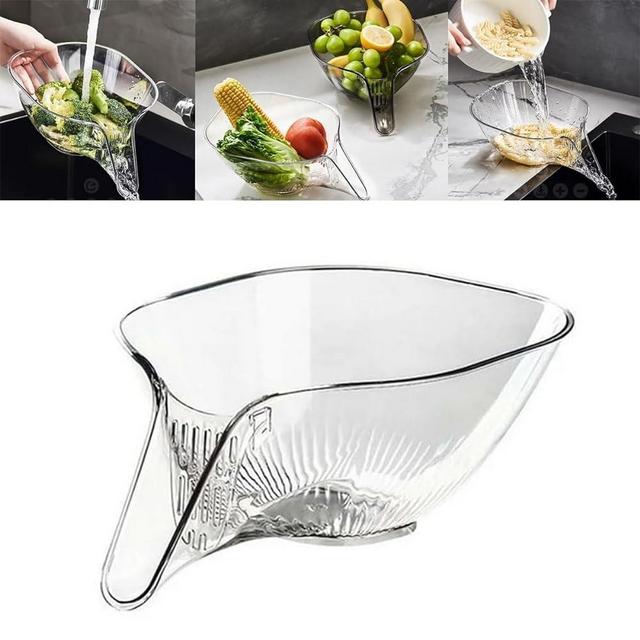 Multi-functional Drain Basket, 2024 New Drainage Basket Funnel, Kitchen Sink Drain Strainer Basket Drain Rack, Drainer Food Basket with Spout for Vegetables Fruits Pasta