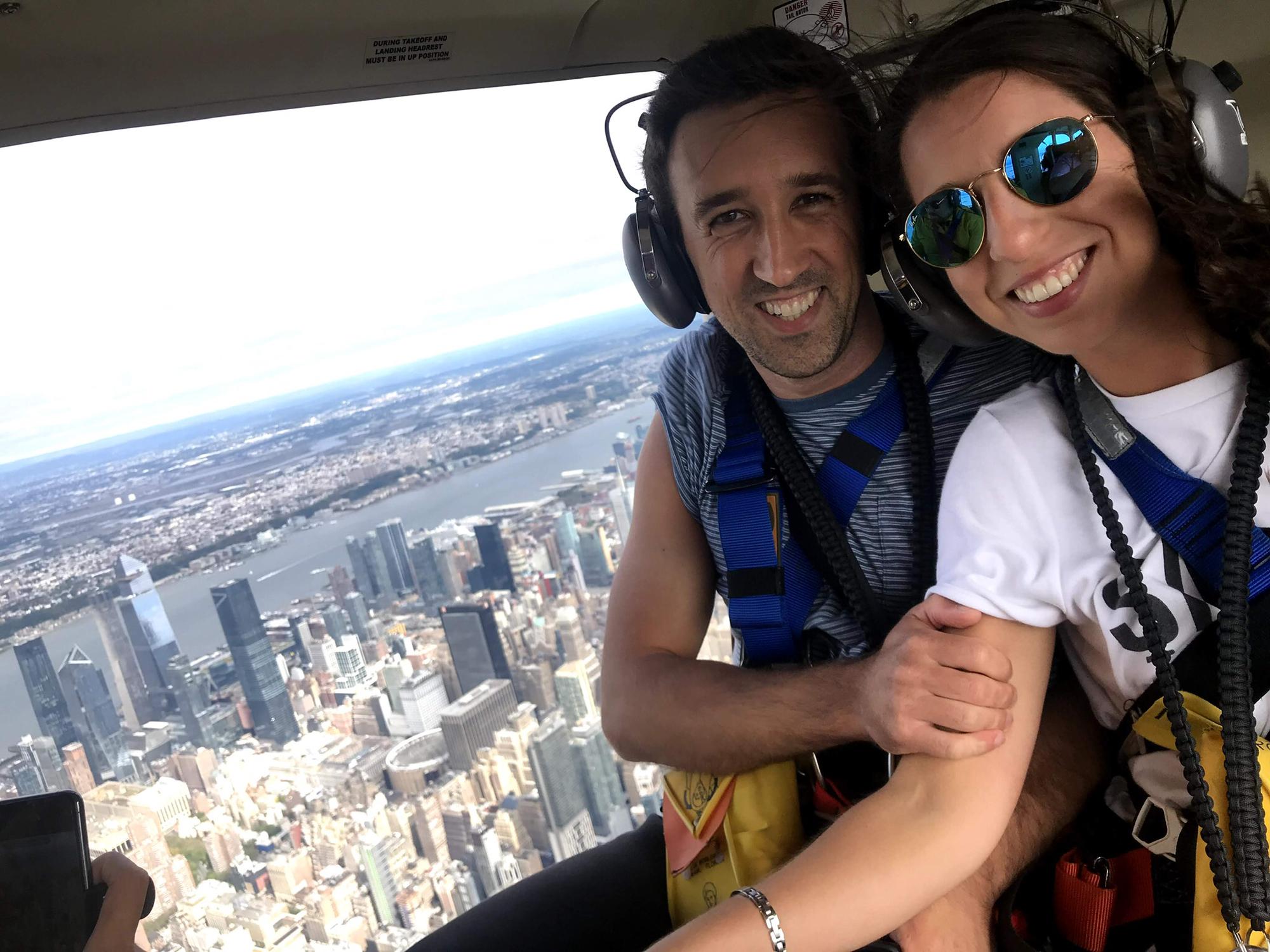 Helicopter ride over the city after Amiti lost a bet over a chess match.