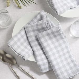 European Linen Everyday Napkins (Set of 12) in Blue Fog Gingham
