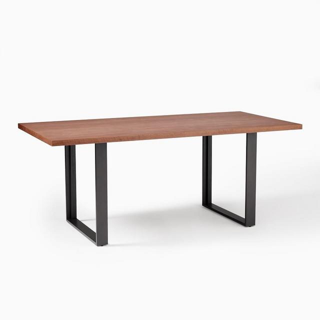 Tompkins 74" Industrial Dining Table, Cool Walnut, Antique Bronze