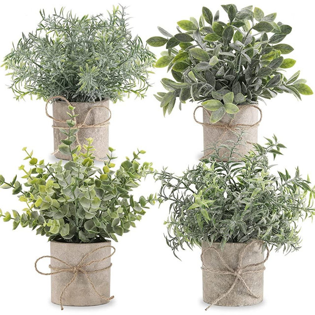 Der Rose 4 Packs Small Fake Plants Mini Artificial Plants for Home Office Desk Farmhouse Decor Indoor