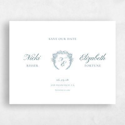 White Wedding Save the Date - Pasquo Landscape