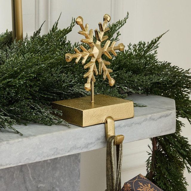 Brass Snowflake Stocking Holder