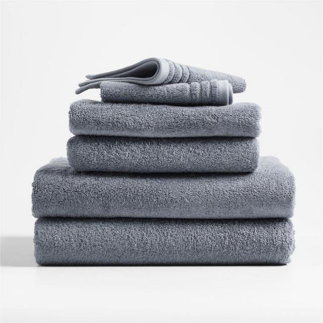 REFIBRA ™ Organic Cotton Pebble Blue Bath Towels, Set of 6