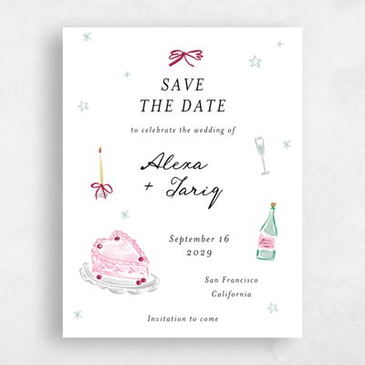 White Wedding Save the Date - Moire Portrait