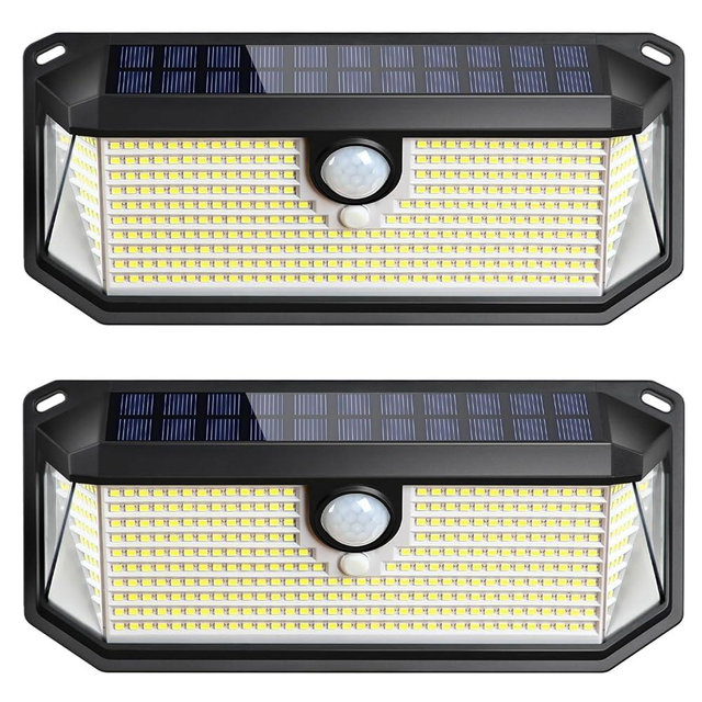 Brightever Solar Outdoor Lights, 4000LM 388 LEDs Motion Sensor Solar Powered Outdoor Light, IP65 Waterproof Exterior Flood Security Lights with 270° Wide Angle & 3 Modes for Patio Garage, 2-Pack