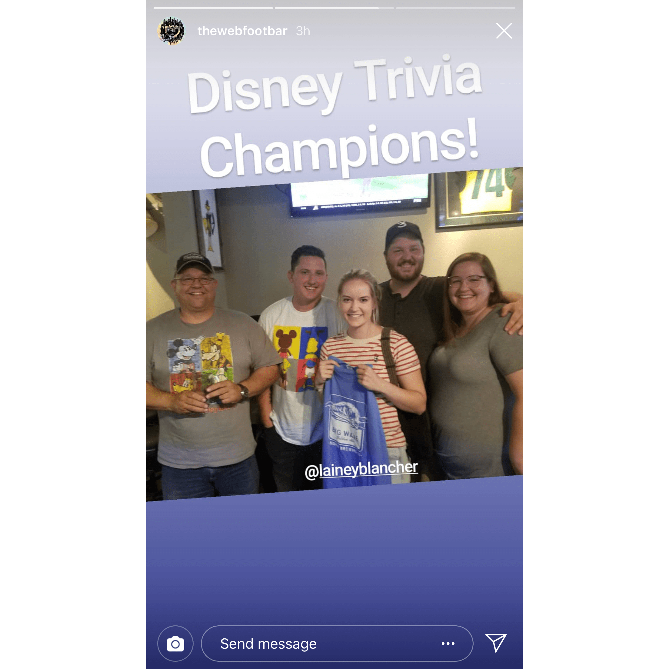 July 2019 - The first time Ryan met Lainey's Dad, sister, and brother-in-law. We won BOTH rounds of Disney Trivia out of 30 groups!