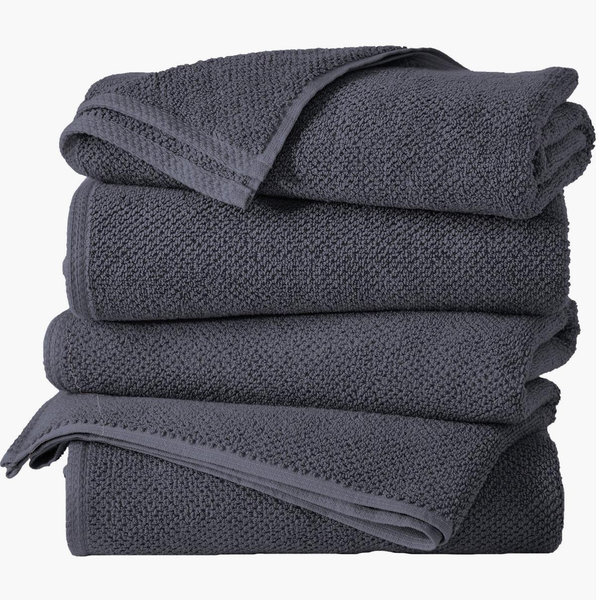 Cotton 4-Pack Textured Bath Towels | Stone Blue