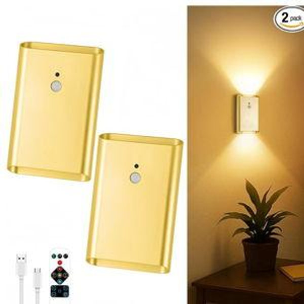 Battery Operated Wall Sconce Set of 2: Gold