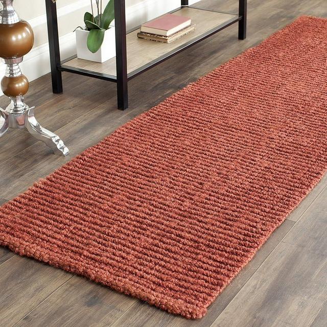 SAFAVIEH Natural Fiber Collection Runner Rug - 2'6" x 10', Rust, Handmade Chunky Textured Jute 0.75-inch Thick, Ideal for High Traffic Areas in Living Room, Bedroom (NF447C)