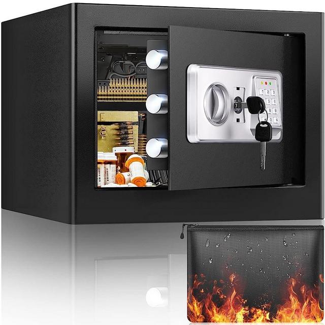 0.8 Cubic Personal Home Safe Fireproof Waterproof with Fireproof Money Bag, Fireproof Safe Box with Removable Shelf and Combination Lock, Digital Money Safe for Firearm Cash Medicine Jewelry Documents