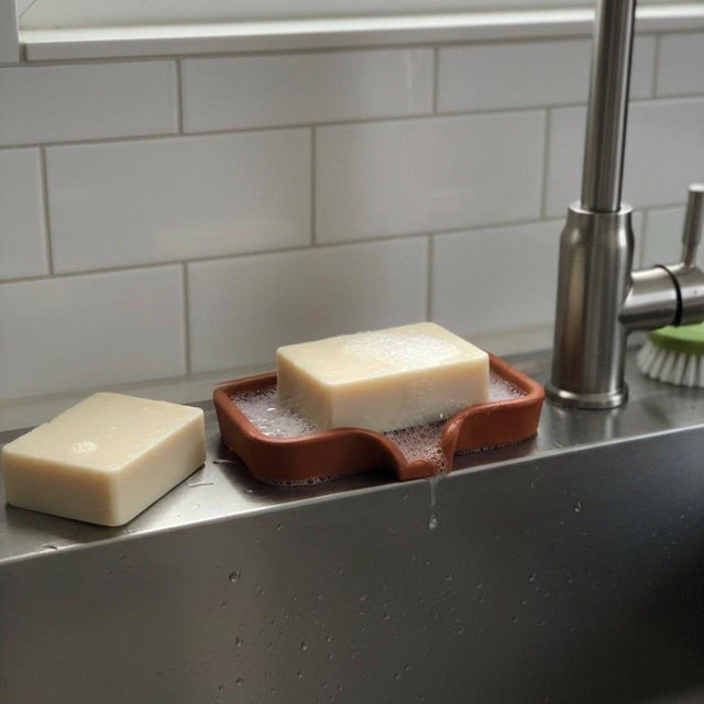 Handcrafted Concrete Soap Dish with Drain | Minimalist Stone Bar Soap Holder | Industrial Modern Bathroom Decor | Self Draining