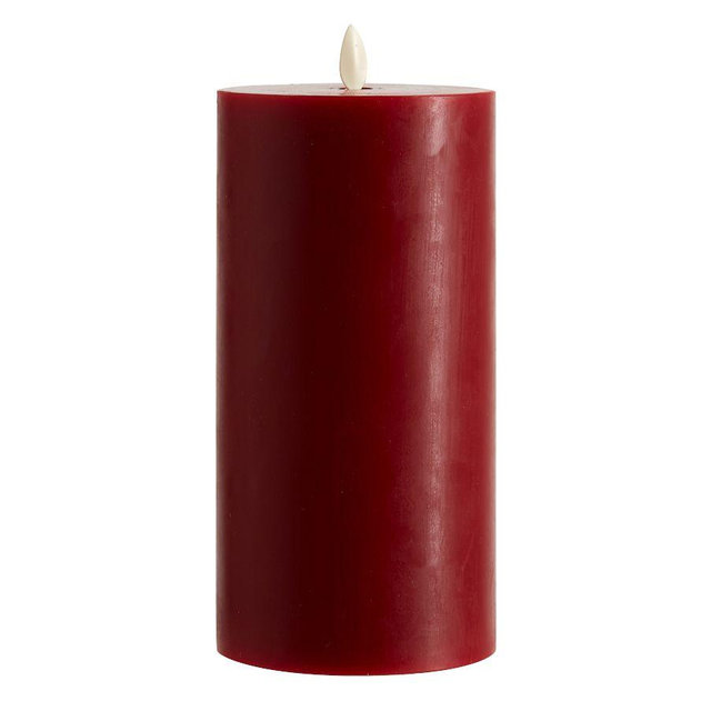 Premium Flickering Flameless Wax Pillar Candle, 4"x8" - Red