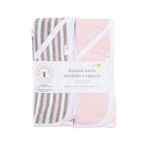 Set of 2 Baby Single Ply Multi Stripe Organic Hooded Towel