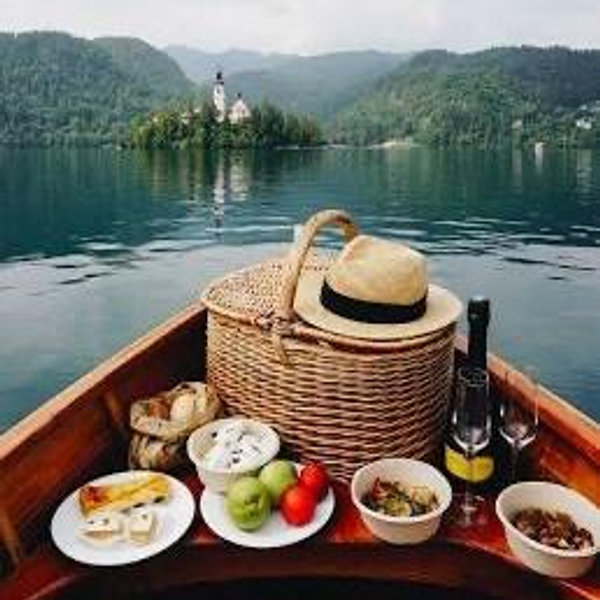 Row Boat Picnic on Lake Bled