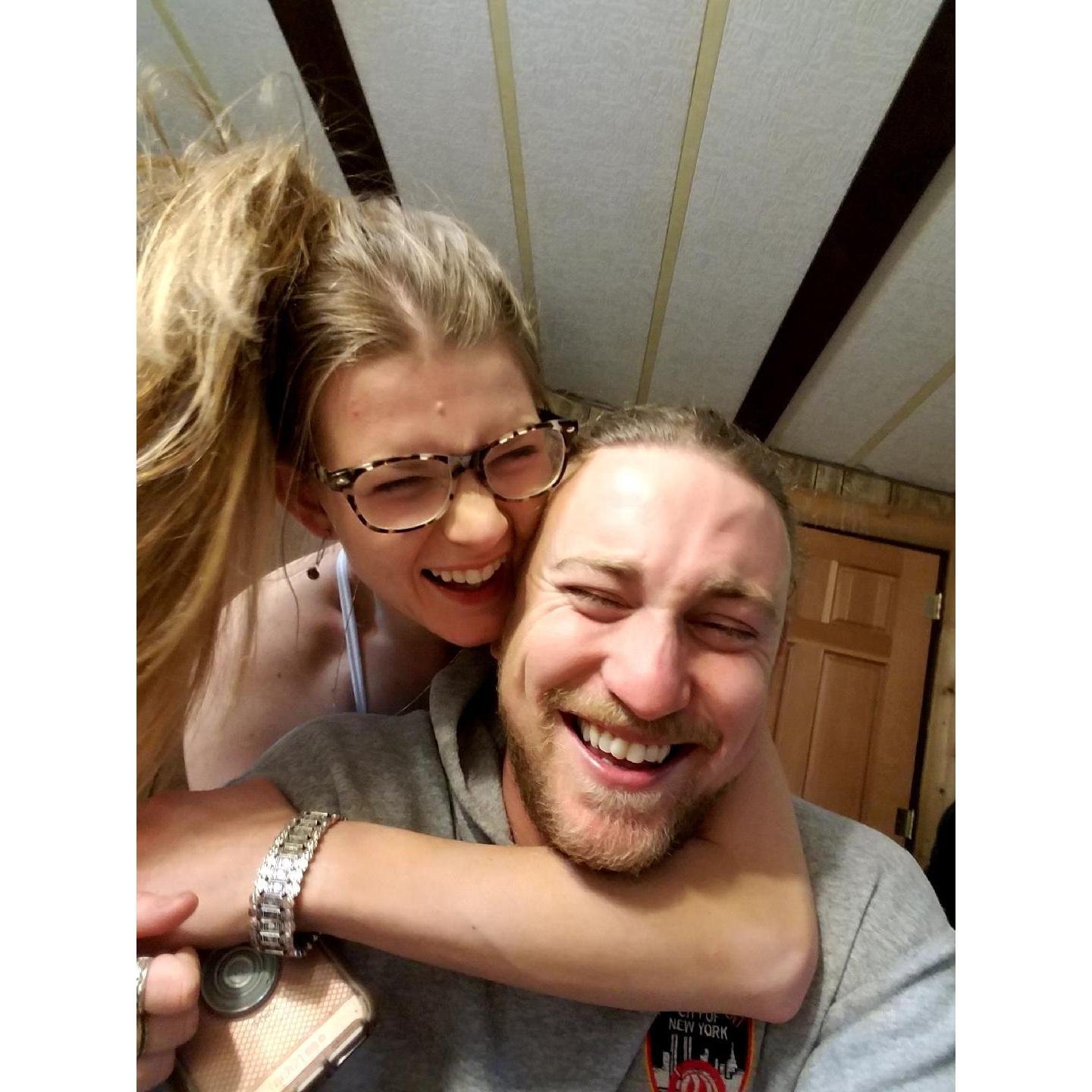 Cheesing hard because we are in Wisconsin, and we became "official" this weekend, YAY!
