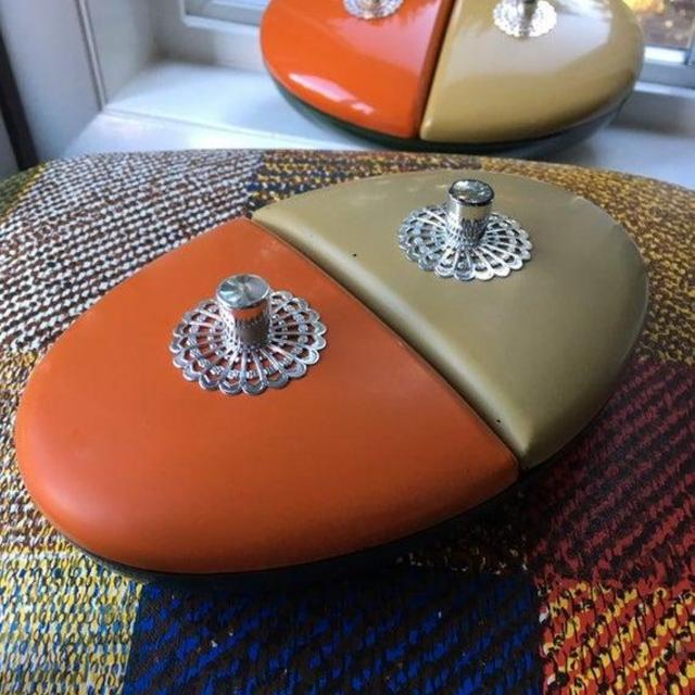 Vintage Lacquerware Retro Divided Container Dish Set of 2 (6 piece), 1960's