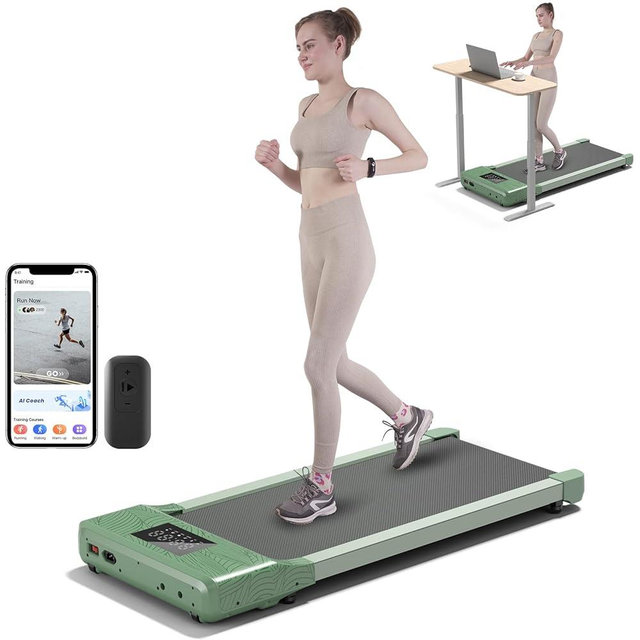 DeerRun 2024 Upgrade Walking Pad - Raceable Smart Under Desk Treadmill with Rewards Program, Quick Setup, 2.5HP, APP/Remote Control, LED Display, 300 lbs Capacity