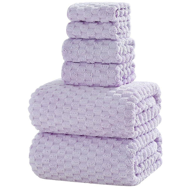 NALIVO Extra Large Bath Towel Set of 6 (40"x80"),Oversized Bath Sheet Super Soft Highly Absorbent Microfibers Quick Dry Luxury Shower Towel for Bathroom Spa Gym Hotel Yoga (Lavender, 6Piece)