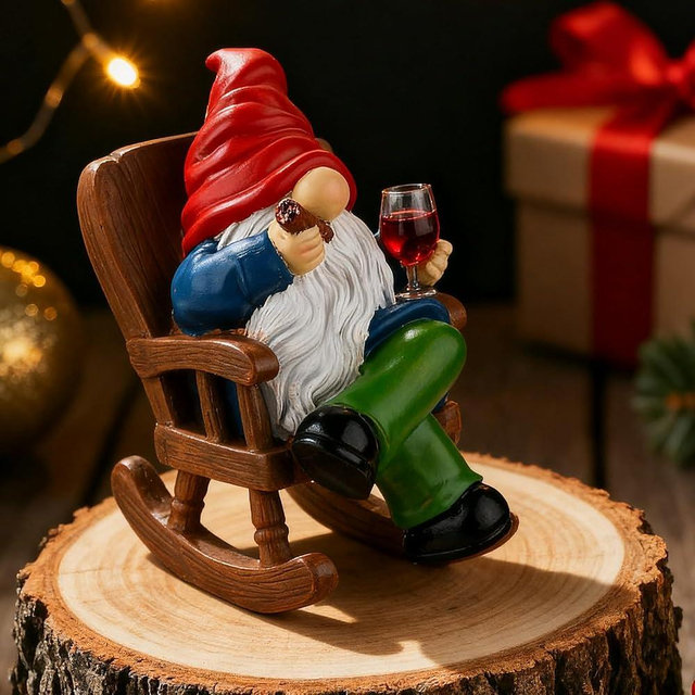 Toncoke Funny Garden Gnomes for Outdoor Decor, 7 Inch Faceless Gnome with Wine Glass Statue, Resin Yard Figurine for Garden Patio Lawn, Mini Gift for Mom Grandma Christmas Halloween