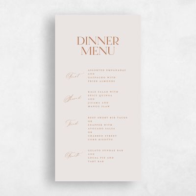 Tuscany, Beige Wedding Menu - Menton Classic