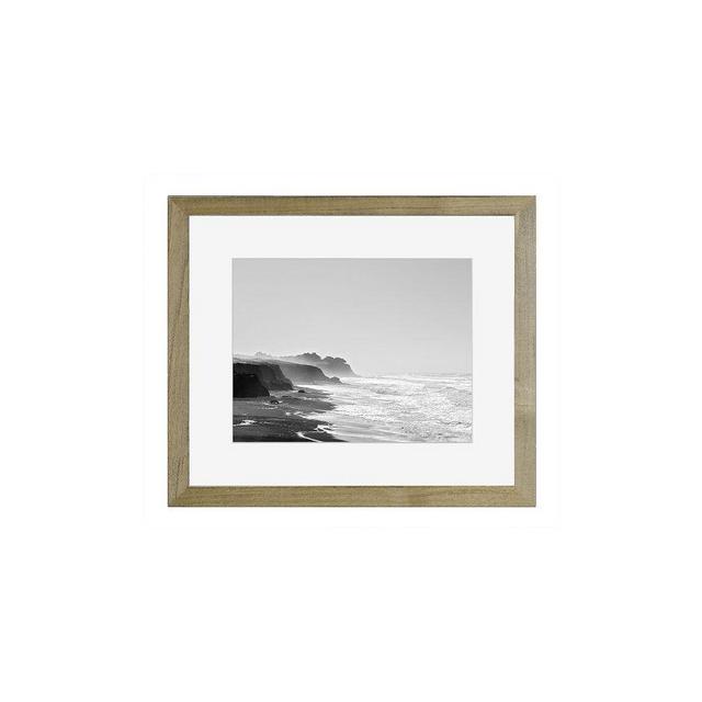 California Coast Black And White By Cindy Taylor, 13 x 11, Wood Gallery, Graywash, Mat