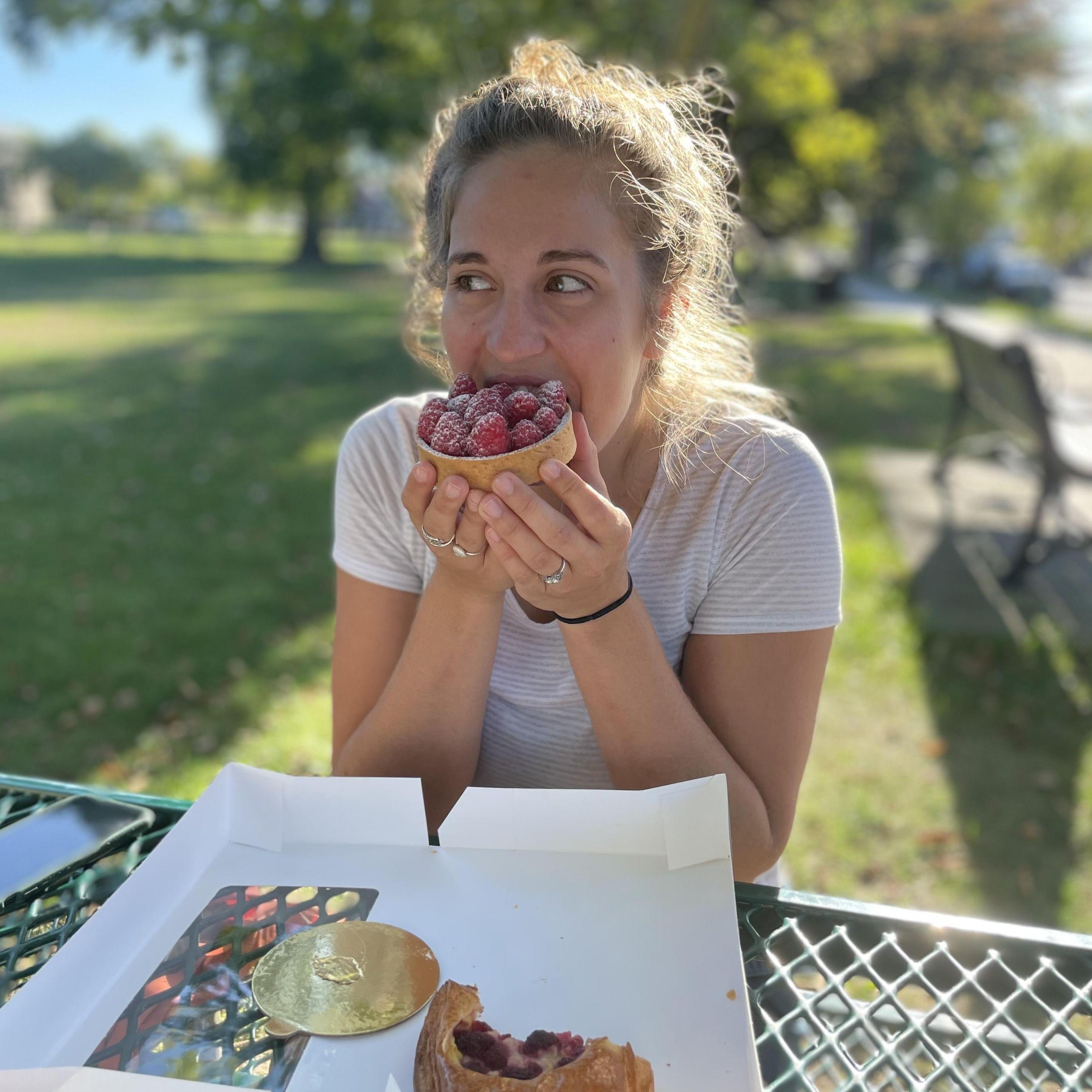 Kharis's one true love. Maison Villatte raspberry pastries. Falmouth, Sept. 2022