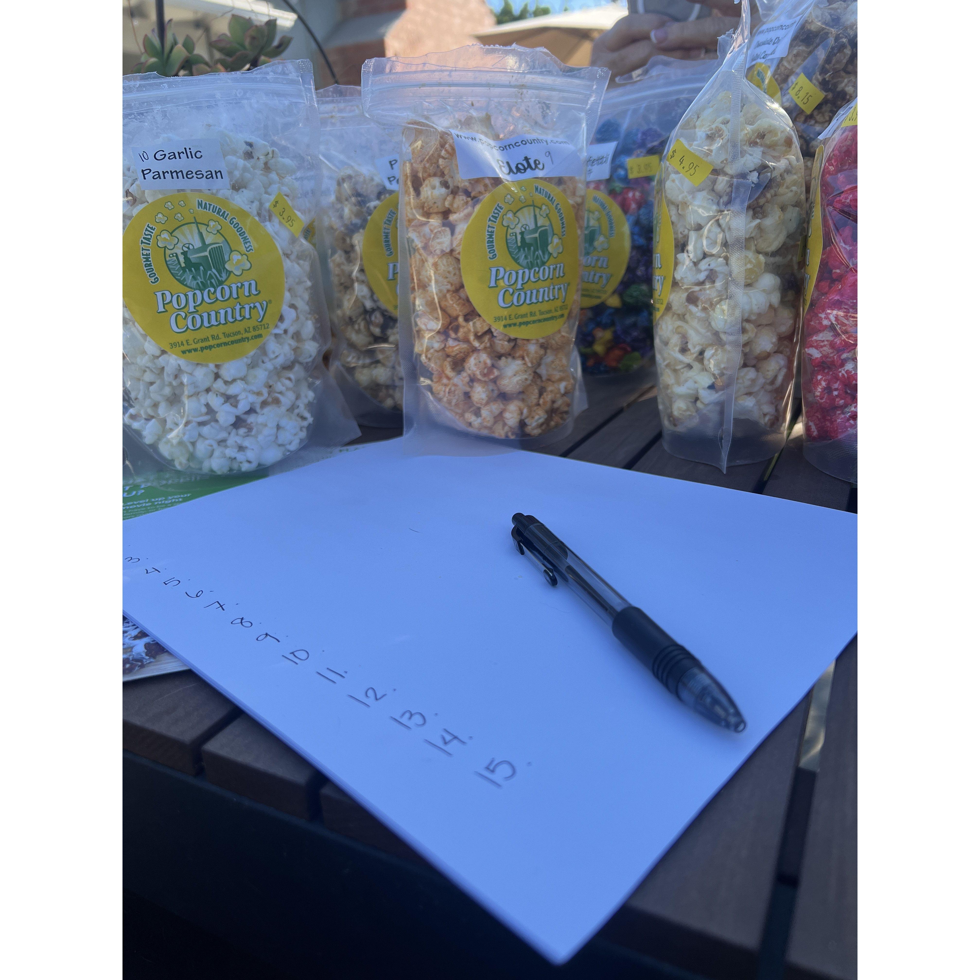 Popcorn tasting