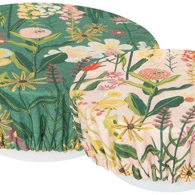 Now Designs Save Set Bowl Covers, DIA7.5in / DIA9.25in, Bees & Blooms