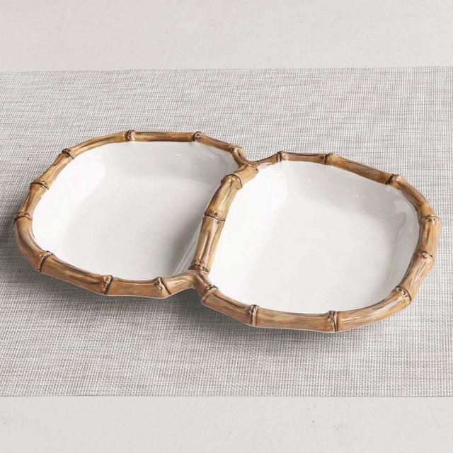 Bamboo Outdoor Melamine Double Dip Bowls, 8"x14"