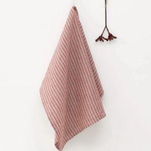 Red Natural Stripes Linen Kitchen Towel