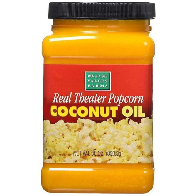 Real Theater Coconut Popcorn Oil - 30 oz Butter Flavored Coconut Oil for Whirley Pop Popcorn Maker, Popcorn Oil Butter Flavor Stovetop Popcorn, Popcorn Oil for Popcorn Machine (by Wabash Valley Farms)