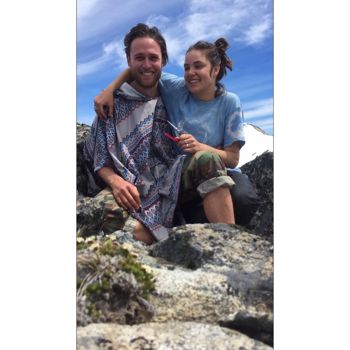 Jenner's first hair cut (on top of mountain in Patagonia)