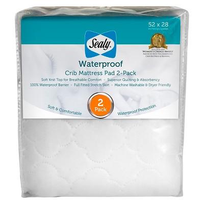 Sealy Waterproof Crib Mattress Pad (2pk)