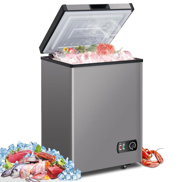 LifePlus Chest Freezer 3.5 Cubic Feet with Removable Storage Basket, Deep Freezer 7 Adjustable Temperature, Energy Saving, Super Quiet for Garage, Office, Kitchen, or Apartment