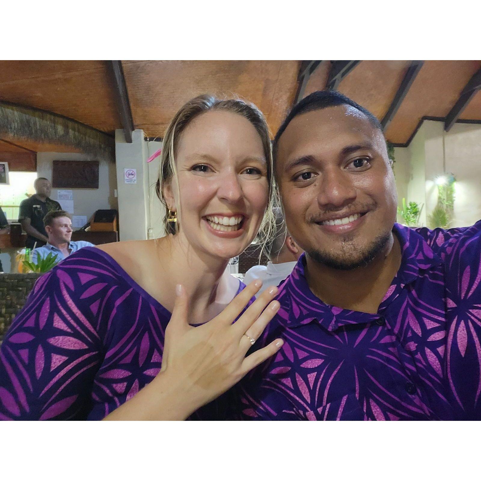 During dinner after our engagement!