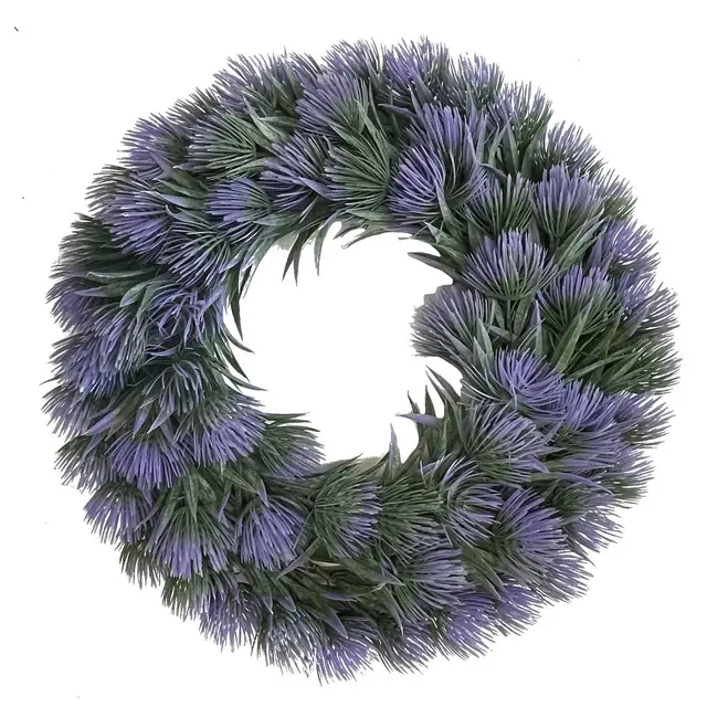 Unique Bargains Spring Farmhouse Front Door Artificial Wreaths for Wall Window Party Decor Purple 15 Inches